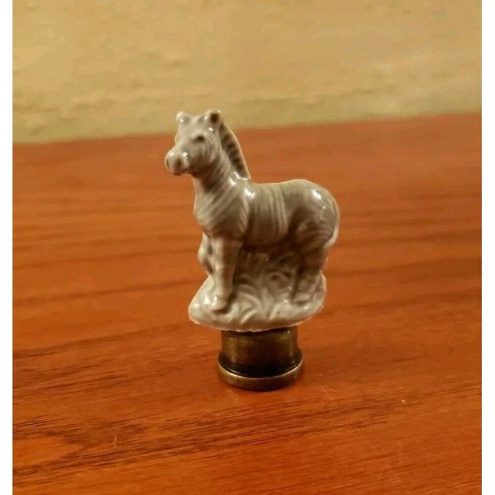 African Zebra Lamp Finial Shade Topper Ceramic Wade England Vintage